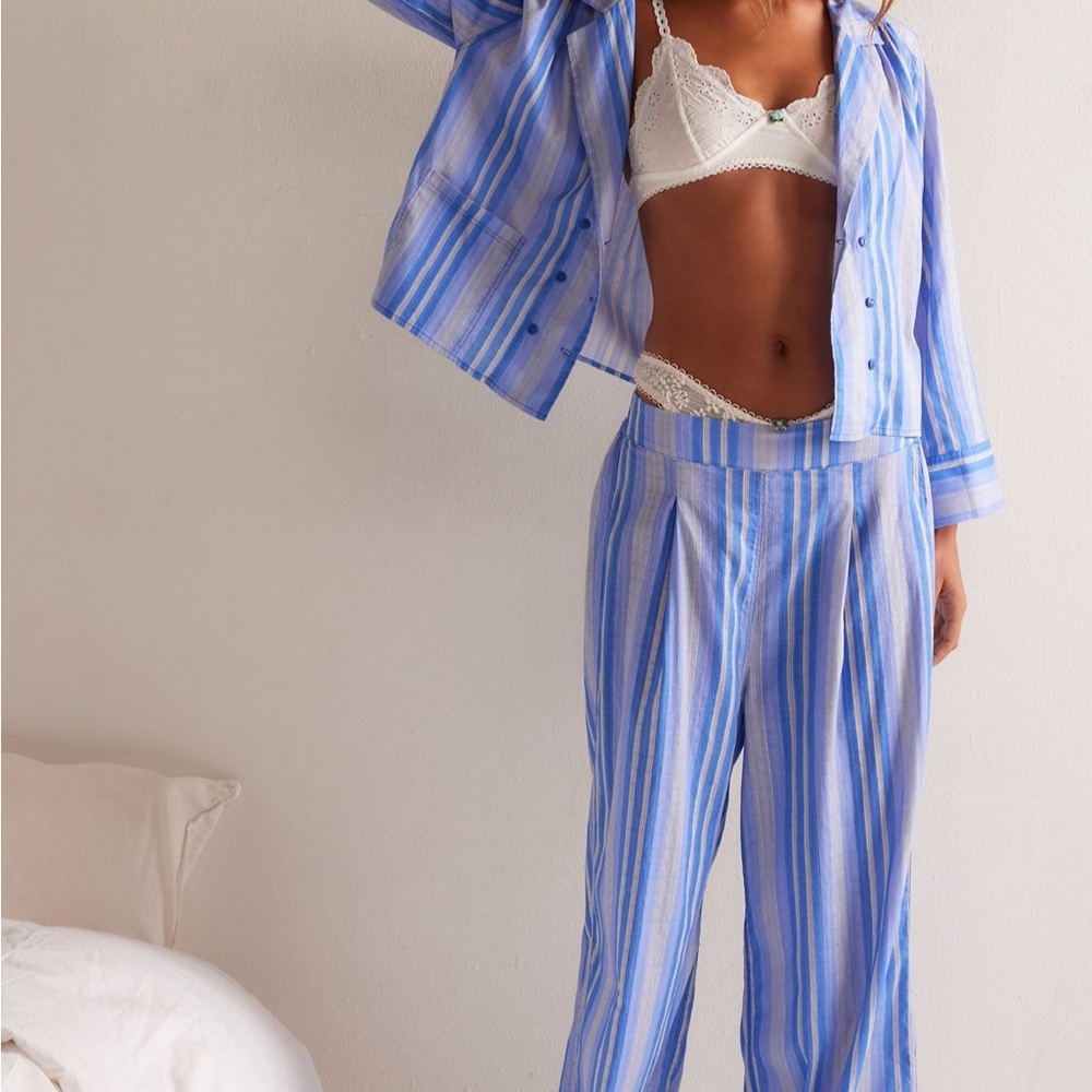 Free People Blue Striped Women's Pajama Set